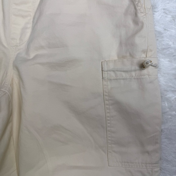 Madewell Cream Cotton Utility Cargo Pants Elastic Waist Women’s Medium - Picture 2 of 11